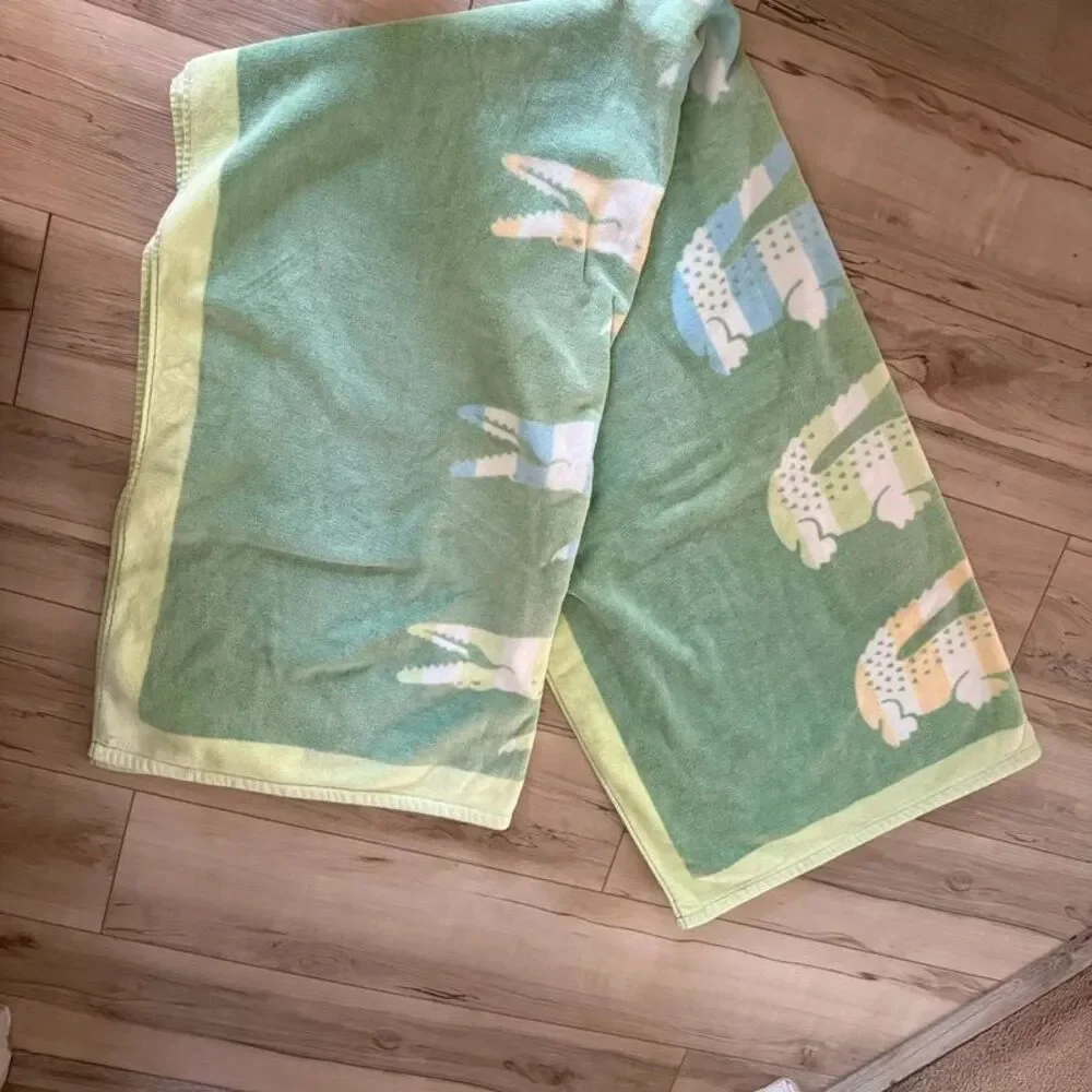 Lacoste Izod Beach Towel Authentic 100% Cotton Large Striped Alligator Logos